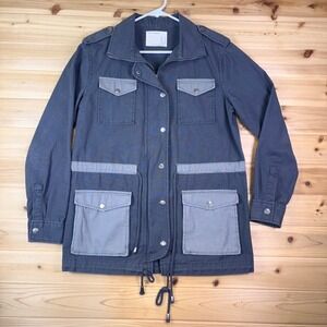 Life In Progress Jacket Womens XS Gray Adjustable Waist Utility Jacket